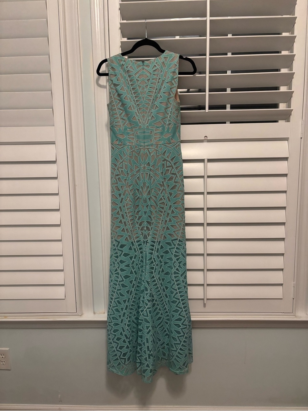 BCBGMaxAzria Teal Lace-Patterned V-Neck Maxi Dress - Picture 2 of 3